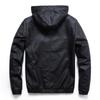 Jachetă de toamnă și iarnă pentru bărbați, cu glugă tricotată detașabilă, din piele PU, mărime mare, jachetă casual neagră din piele