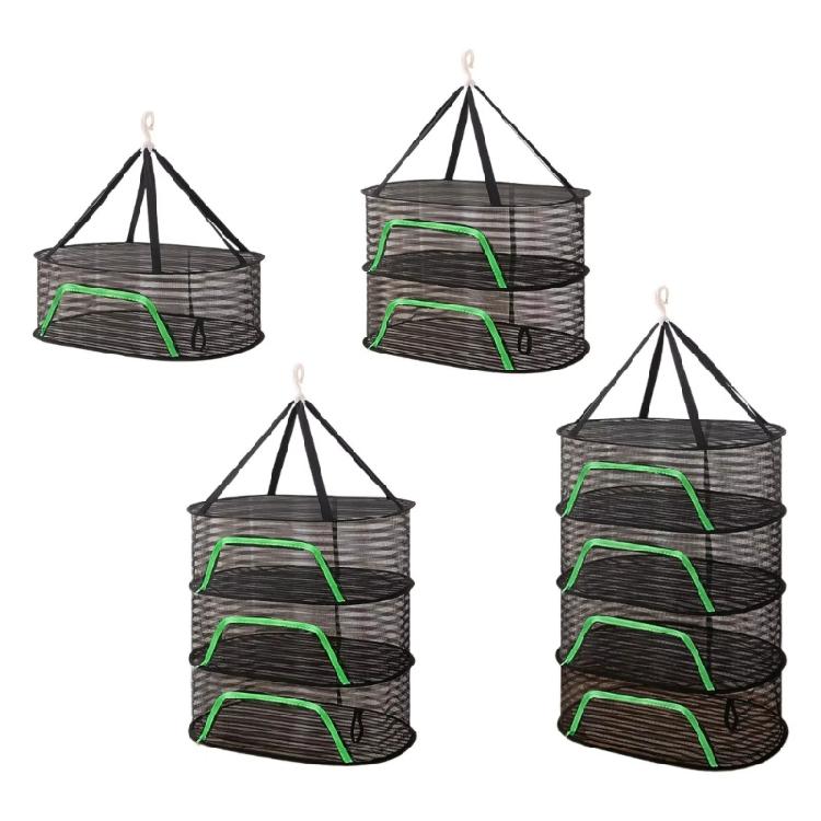 Breathable Mesh Fish Drying Rack Vegetable Dryer with 360 Degree Rotating Hook Foldable Indoor Hanging Hanging Net