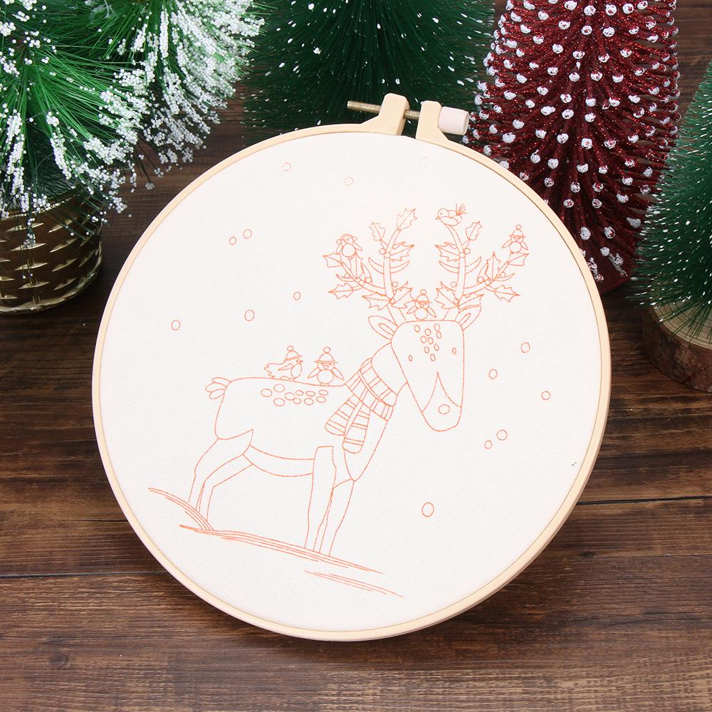 DIY Crafts Needle Punch Cross Stitch Kit Xmas Embroidery Embroidery Hoop Christmas Ornament