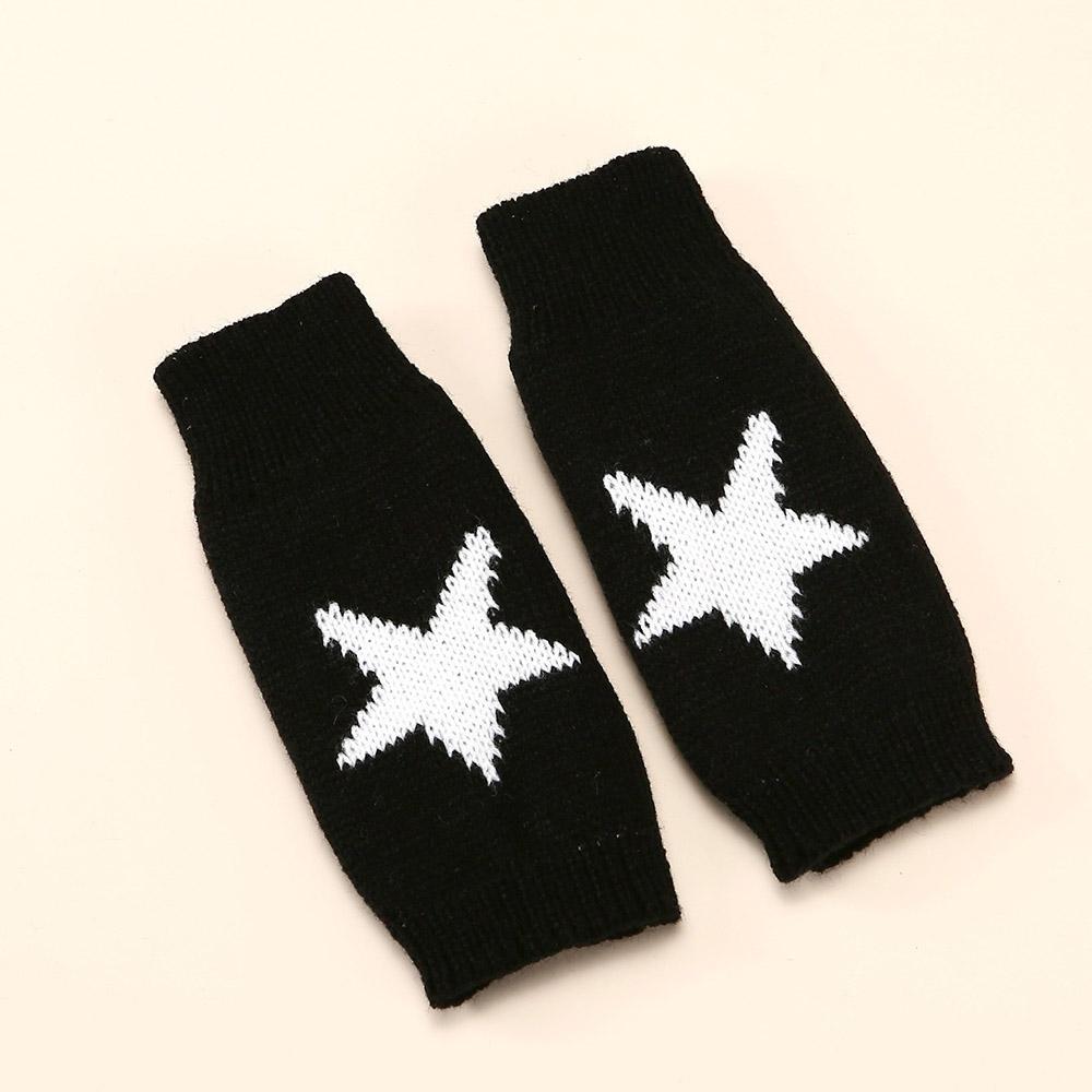 Punk Star Knitted Woolen Gloves for Men Women Pentagram Half Finger Warm Soft Mitten Soft Star Hand Fingerless Gloves