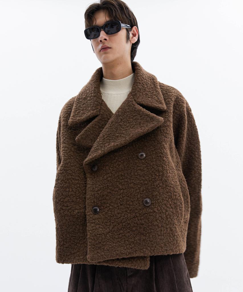 Trip Le Sens Boucle Heavy Over Double Coat_Black