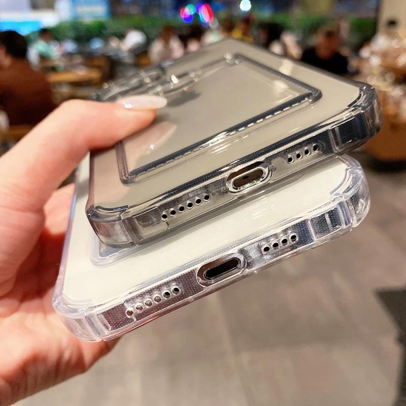 Transparent Card Slot Bag Holder Phone Case For Tecno Pova 6 Pro /Pova 6 Neo Clear Wallet Shockproof Soft Back Card Pocket Cover