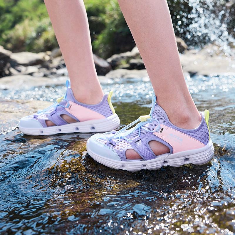 Anta Kids Trendy Fashion Comfortable Versatile Outdoor Beach Shoes Men Sandals Cold-Purple Ice-Cream-Pink Frozen-Blue A322426906-6