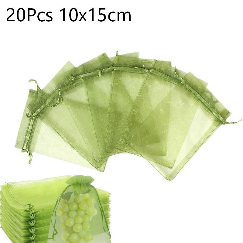 20/50Pcs Reusable Fruit Insect Proof Drawstring Bags Plants Protection Mesh Bags Pest Barrier Covers Fruit Tree Garden Supplies 20Pcs 10x15cm