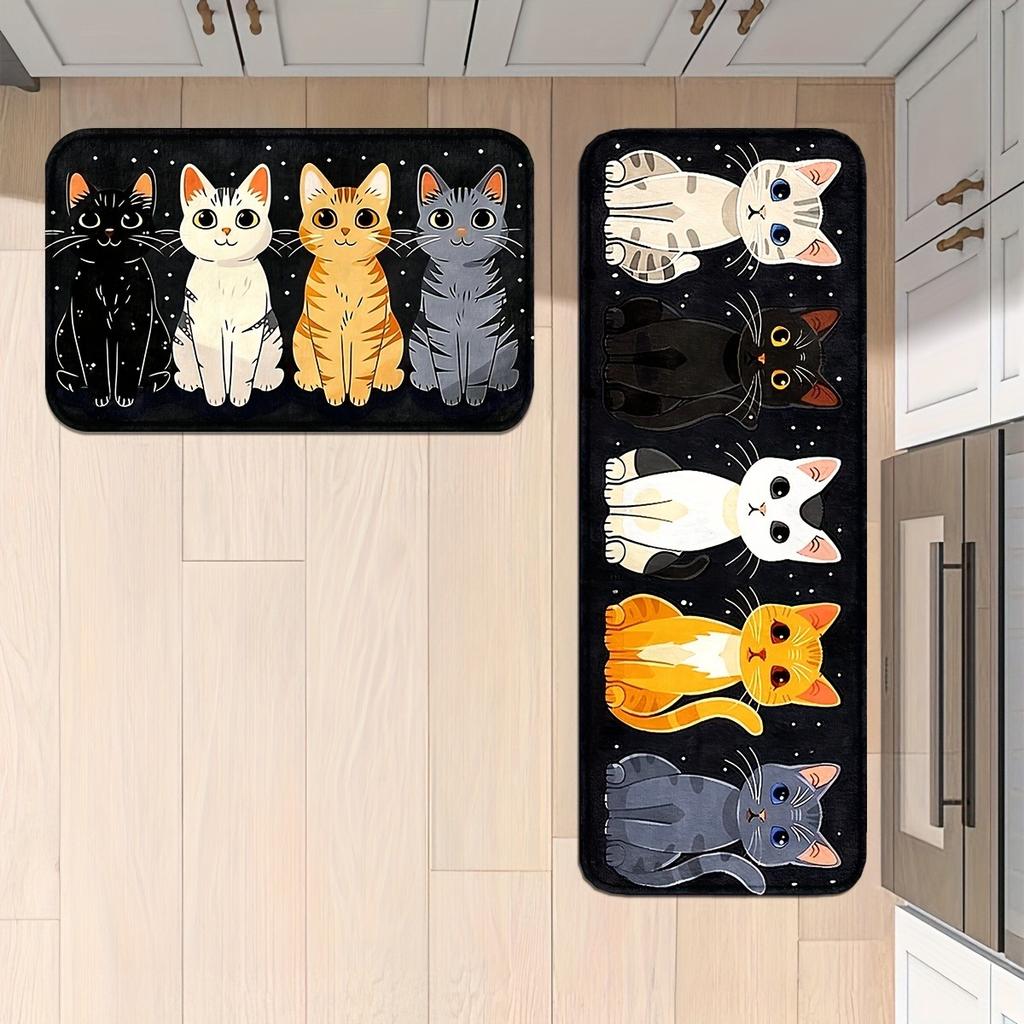 1PC Leuke Cartoon Katten Patroon Keukenkleden Antislip Deurmatten Pop Woonkamerkleden Badmat Tapijt voor Huis Wastafel Wasruimte Decor