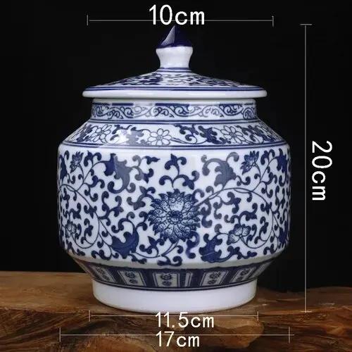 new Ceramic Blue White Porcelain Storage with Lid Living Room Entrance Decoration Tea Pot Candy Small Object Family Jar
