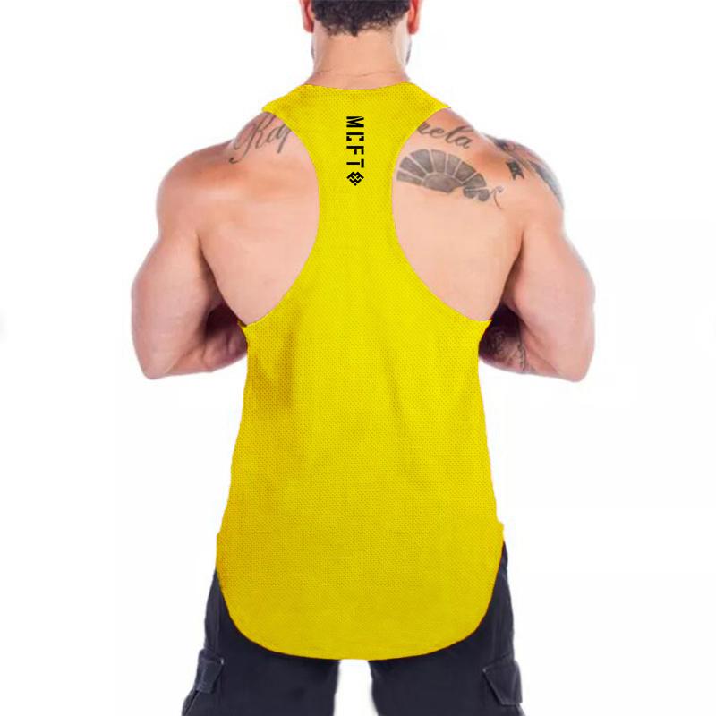 Muscleguys Fitnessstudio Tanktops Herren Bodybuilding Ärmelloses Shirt Sommer Netz Schnelltrocknend Atmungsaktiv Y-Rücken Muskel Westen Fitness Sport T-Shirts