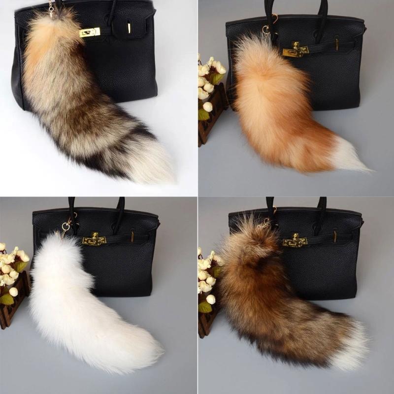 Imitation Furs Foxes Tail Keychain Pendant Toy Car Key Pendant Keyring for Car Keys Bag Backpack Decor Kids Toy Gift