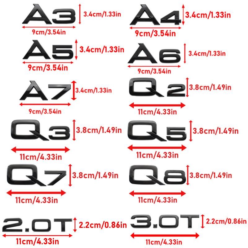 1Pc 3D ABS For Audi A3 A4 A5 A6 A7 Q2 Q3 Q5 Q7 Q8 S3 S4 S5 S6 RS3 RS4 RS5 RS6 Logo Decor Decal Car Body Rear Trunk Badge Sticker
