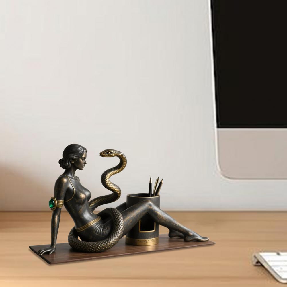 Vintage Stiftehalter im Retro-Stil mit sexy Frauenmotiv, dekorativer Stiftebecher für Büro und Schlafzimmer, Schlangenmotiv