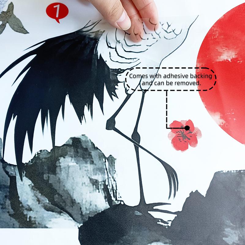 

Настенная наклейка в стиле китайской живописи тушью, наклейка на стену для спальни, гостиной, домашний декор, самоклеящиеся обои, художественные фрески