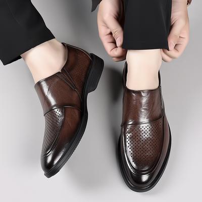 High Quality Summer Fashion Hollowed Out Business British and Korean Leather Shoes for Men's Comfortable Cowhide Leather Shoes