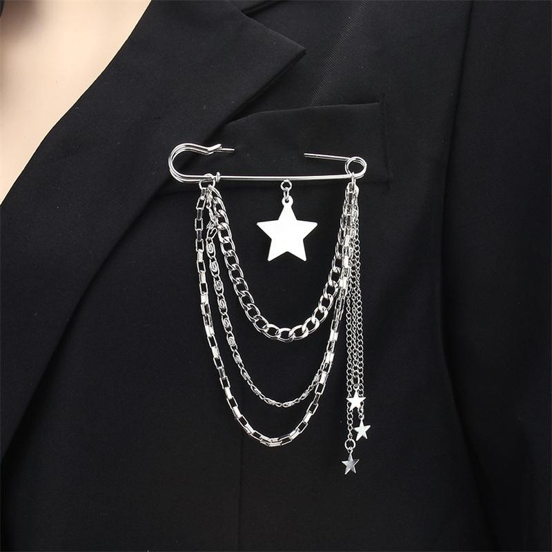 

Панк-подвеска с длинной кисточкой и пентаграммой, брошь, подвеска, преувеличенные геометрические булавки со звездами M