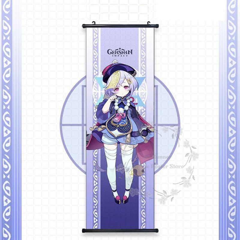 Impact Genshin Scroll Hanging Painting Anime Character Bedroom Decoration Painting Comic Exhibition Two-Dimensional Poster