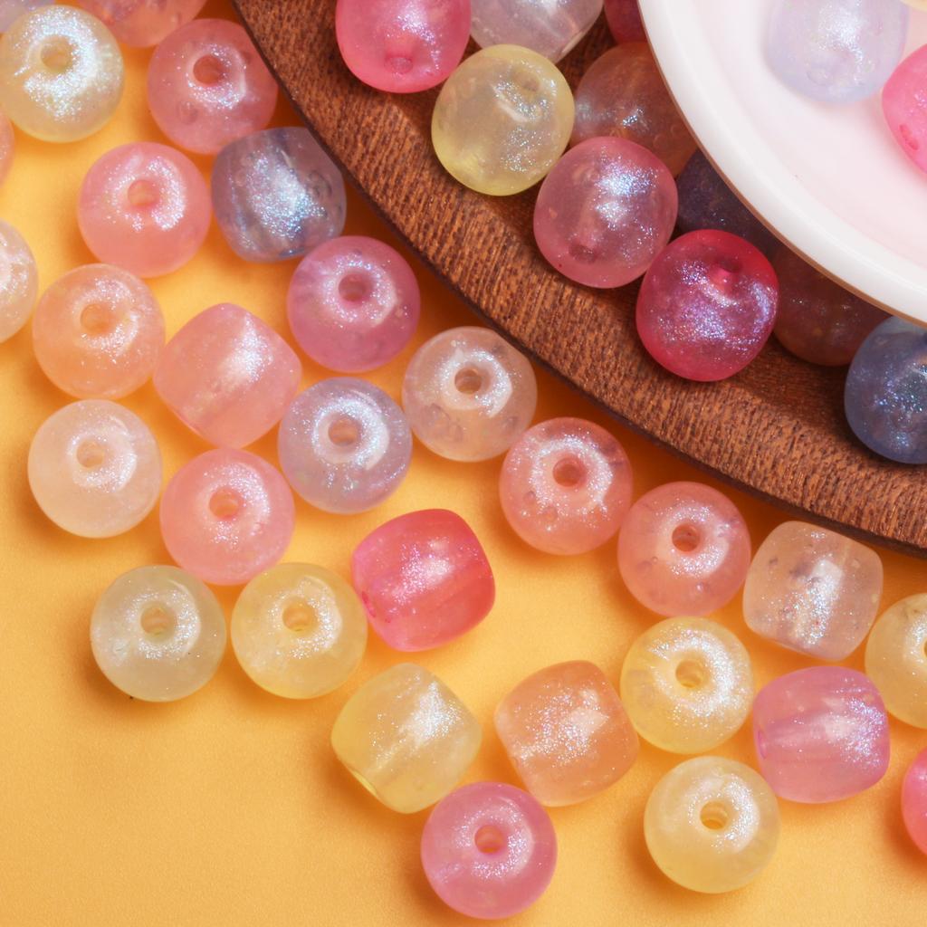 100pcs 9.7*10.8mm 8 Colors Acrylic Round Loose Beads for Bracelets Earrings Necklace Jewelry Making Fashion DIY Accessories