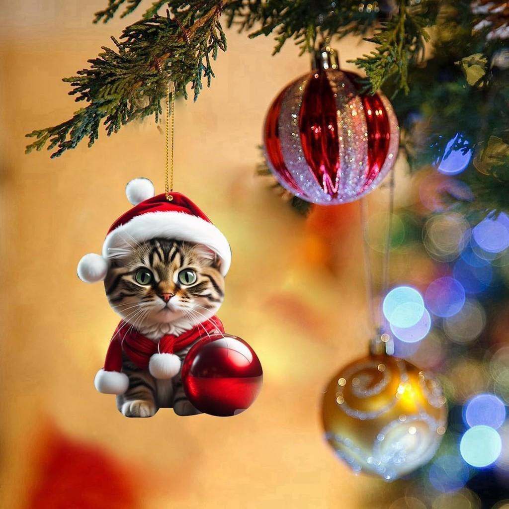 Cartoon Gift Cute With Cat Pattern Acrylic Pendant For Decoration Christmas