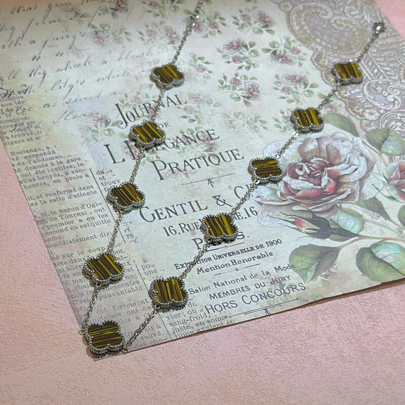 15MM High Version Ten Flower Four-leaf Clover Necklace 18k Double-sided Mother-of-pearl Four-leaf Clover Sweater Chain