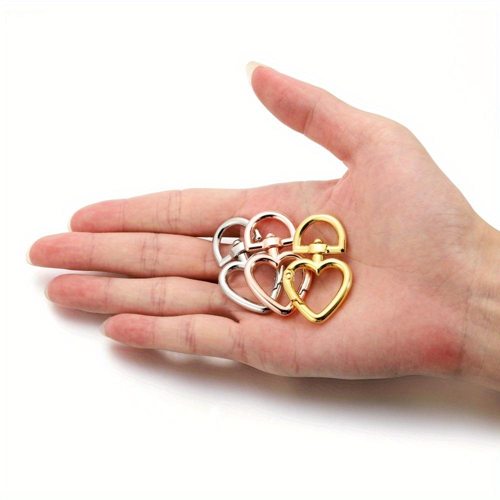 5Pcs Peach Heart Shape Metal Spring Clasp Key Ring Connectors for Keychain Snap Clasp DIY Purse Making