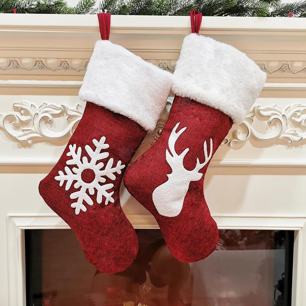4Pack Christmas Stockings Socks Gift Candy Bag Christmas Decorations For Home New Year Pocket Hanging Xmas Tree Ornament