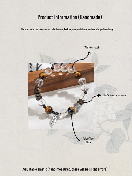 Xiaohongshu Naturkristall & Gelbes Tigerauge Adlerholz Handkette