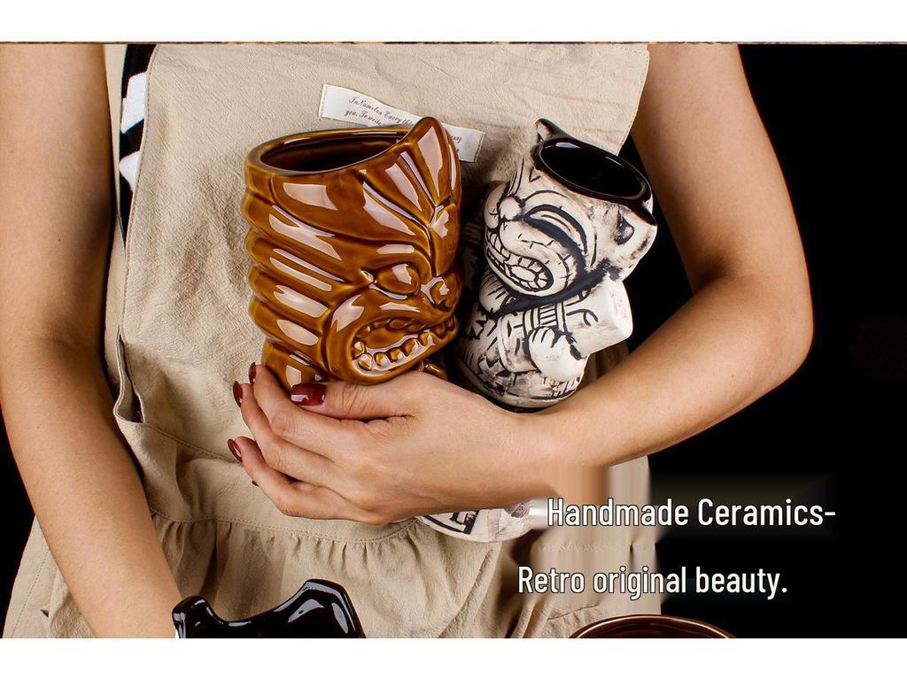 Hawaiian Tiki Zombie Skull Ceramic Cocktail Glass