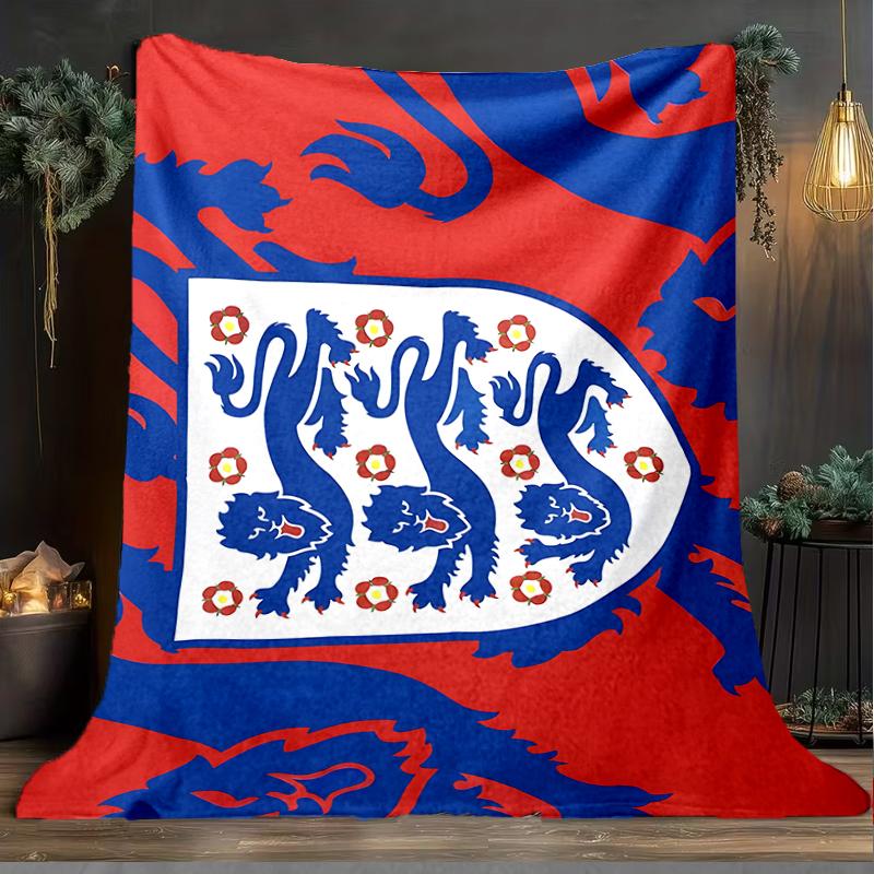 1PC England Football Crest Printed Soft Flannel Blanket Throw for Adult Bedroom Living Room Sofa Camping Travel Fan gifts Christmas Gifts