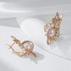 Luxury  Rose Gold Drop Earrings For Women Unique Geometric Hollow Bridal Accessories Natural Zircon Pearl Jewelry Gift