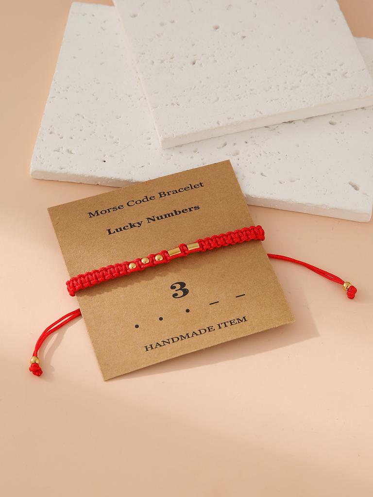 Handwoven Morse Code Number Flat Knot Bracelet Unisex Fashion Accessory