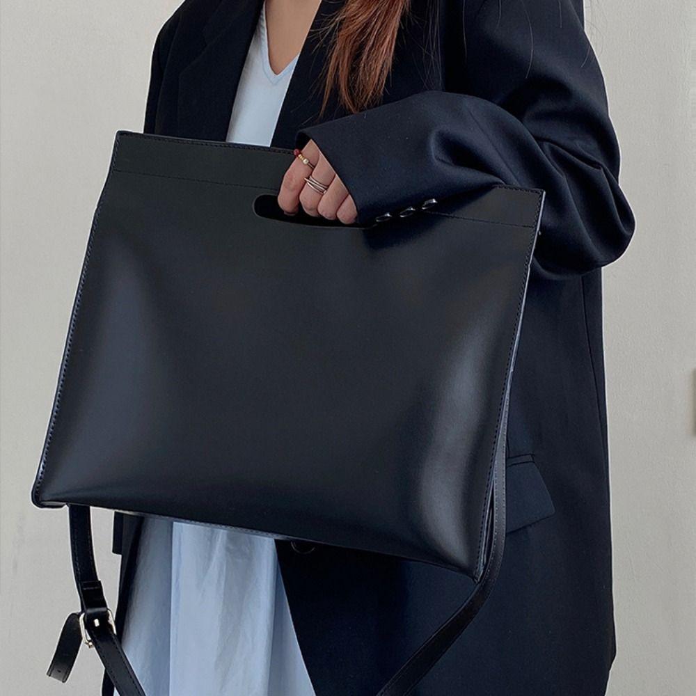 PU Office Document Tote Bag Solid Color File Bag Fashionable Computer Bag  Office Worker