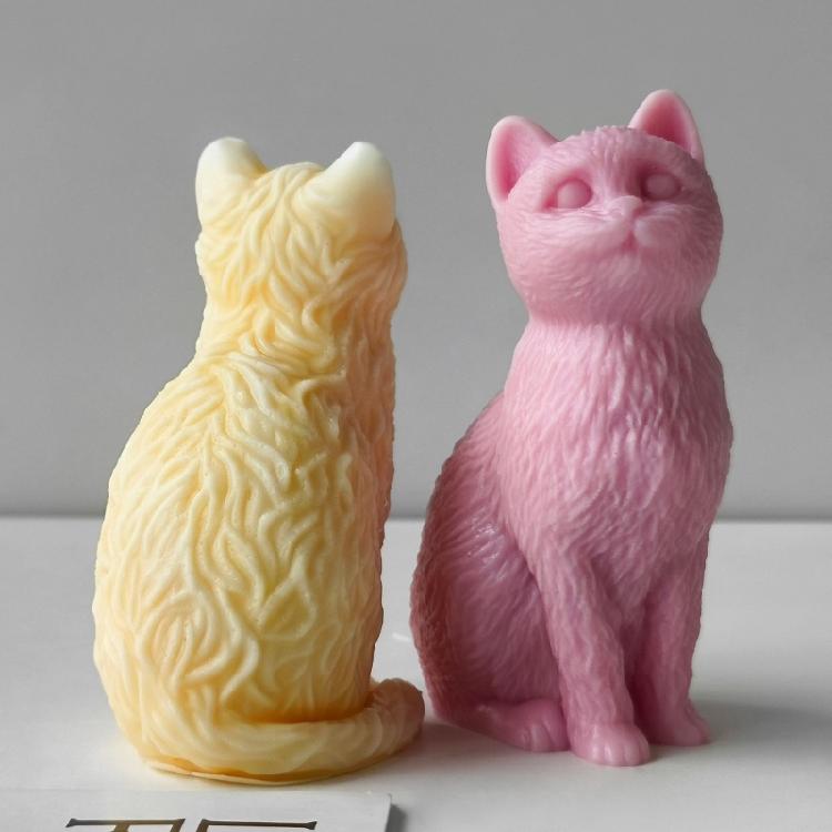 Silicone Crafting Mold Candle Moulds Resin Art Moulds Sitting Cats Shape Craft Molds Candle Making Molds for Hand-Making