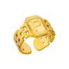 Titanium Steel Simple and Fashionable English Letter Ring Versatile Gold Chain Opening Adjustable Ring Women