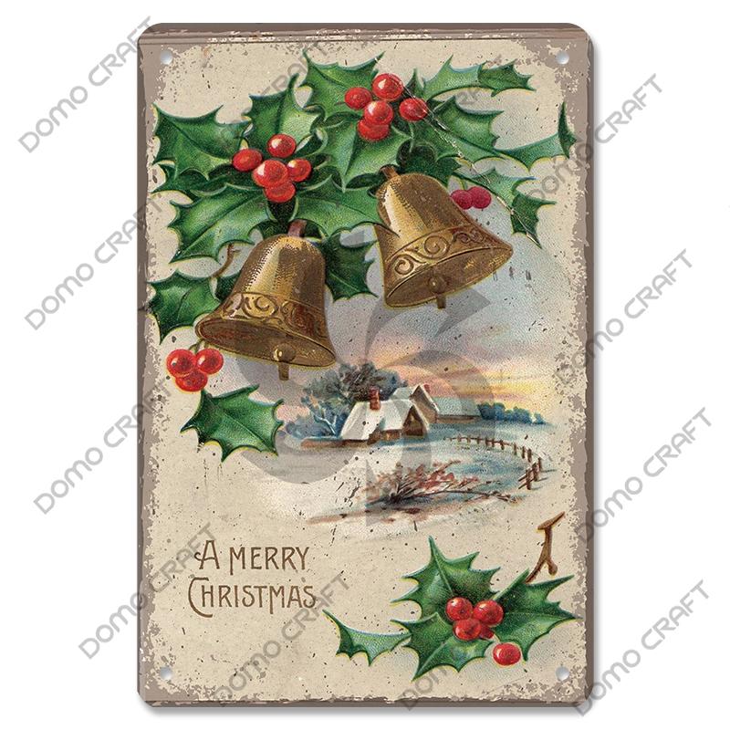 Merry Christmas Poster Vintage Metal Tin Signs Cakes Music Box Christmas Tree Metal Plaque Bakery Candy Shop Home Wall Decor