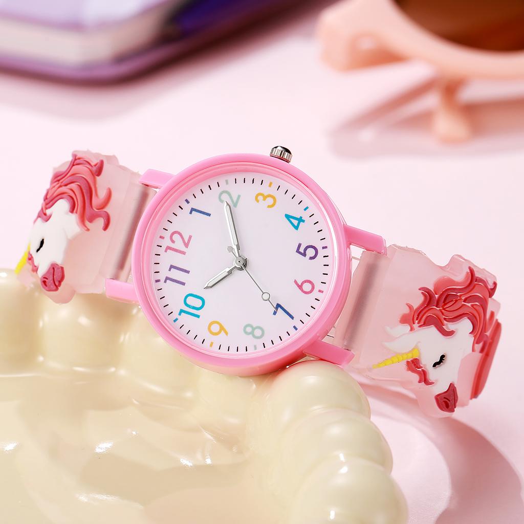 Fashion cute children's watch unicorn pattern color scale, suitable for daily school wear, Christmas gifts