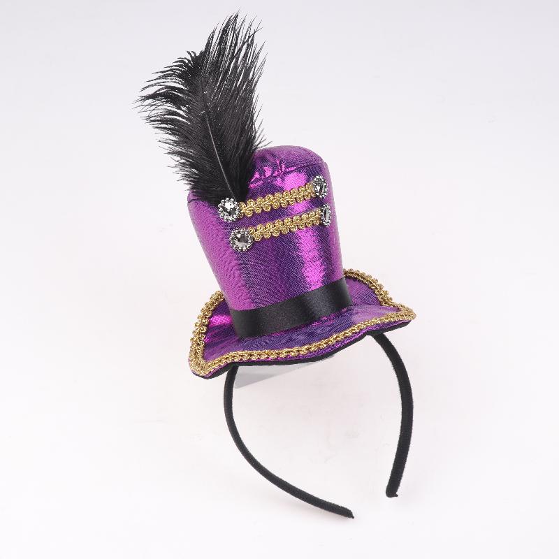 Mini Zylinder Federkappe Stirnband Zirkusdirektor Haarreif Cosplay Kostüm Haarreifen Kinder Erwachsene Haaraccessoires