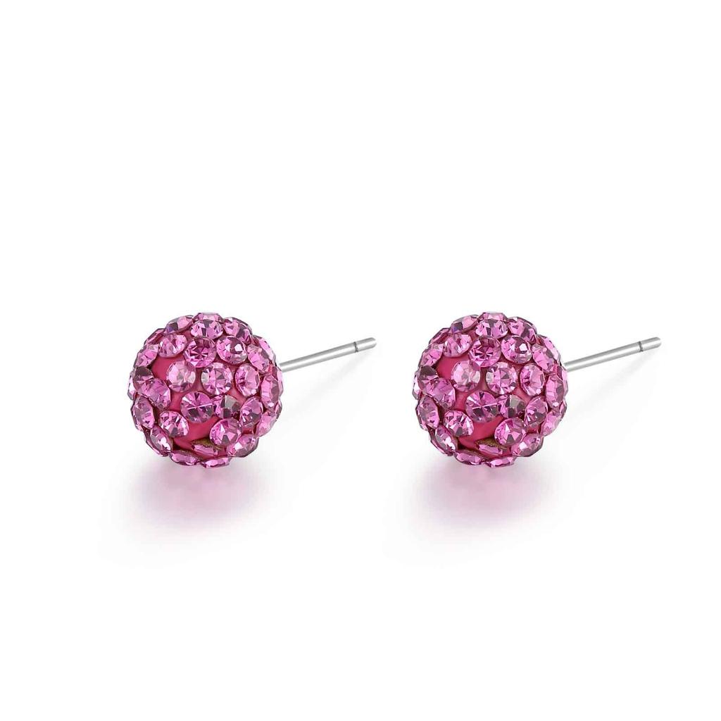 Soft Clay Crystal Ball Ear Stud with Bone Setting, Fashionable for Daily Wear, Full Diamond Design, High-end Romantic Couple Ear Stud Earrings