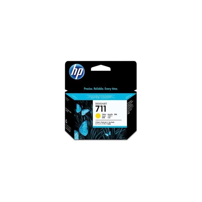 Cartouches d'encre jaune HP 711 29 ml - Pack de 3 - HP Designjet T120 et T520 - Rendement élevé - Jet d'encre