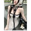 Sexy Pure Desire White Neck Sling Tube Top Dress Women's Summer Vacation Style Slim Fit Beautiful Hip Wrap Long Skirt