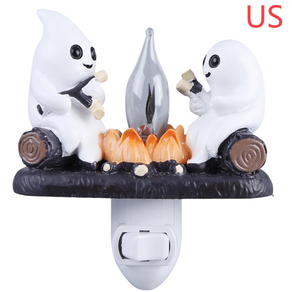 Halloween Ghost Bonfire Twinkling Night Light 3D LED Campfire Night Light Halloween Interior Decoration Room Cute Decoration