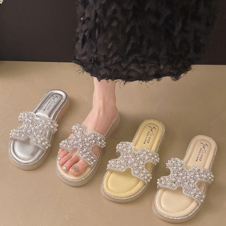 Stepping On Shit Soft-soled Slippers Women's Summer Wear 2025 New Beautiful Skirt Thick-bottomed Seaside Beach One-word Drag