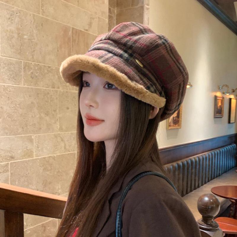A Plush Fisherman Hat for Women A Versatile and Artistic Autumn and Winter Basin Hat  A Warm  Ear Protecting and Face-enhancing Small Octagonal Hat