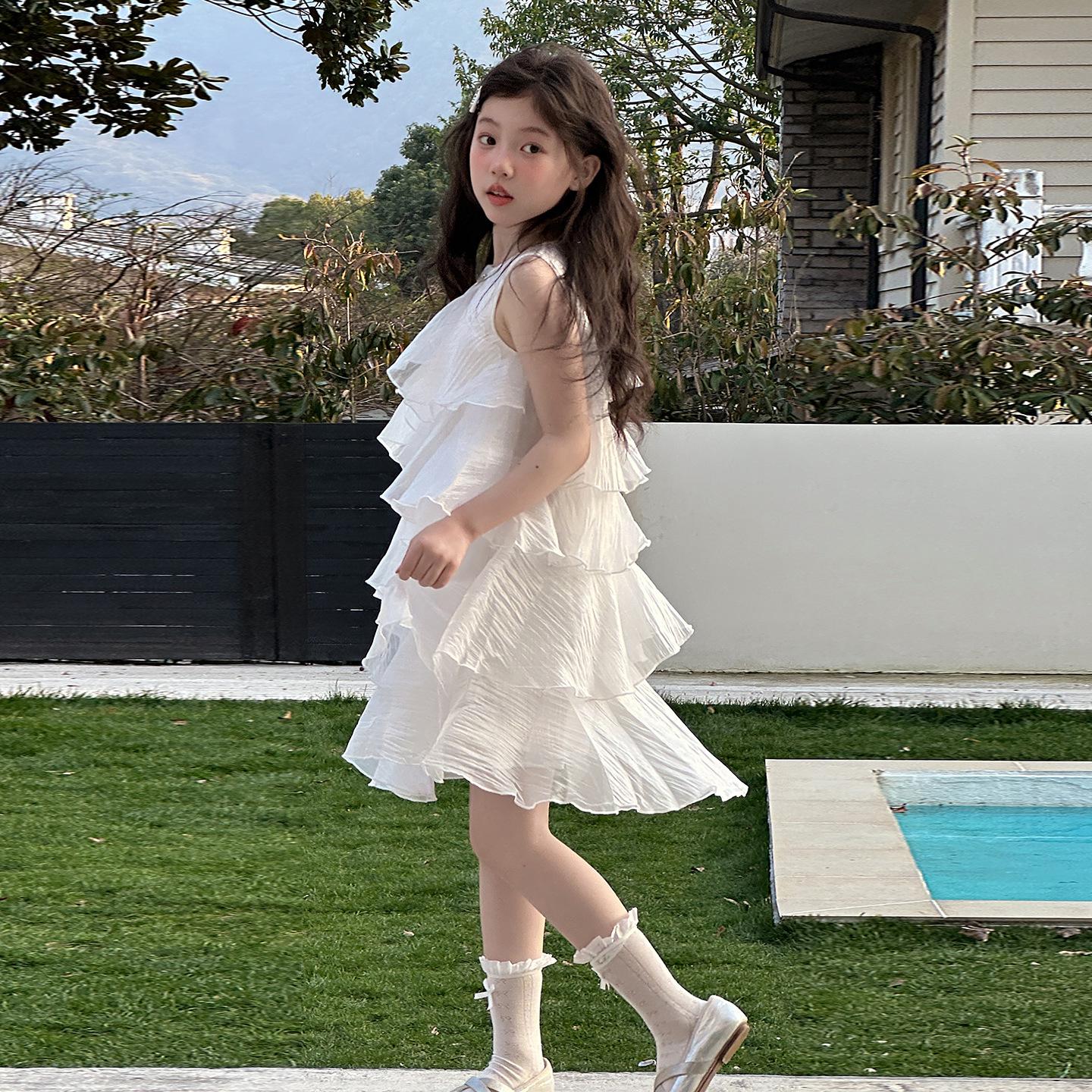 Girls Sleeveless Summer Princess Layered Dress 2026 New Style 120cm