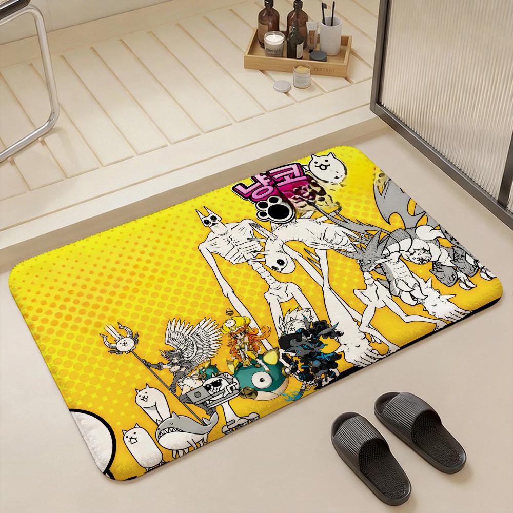 Game B Battle Cats Floor Mat Eco Flannel Doormat Non Slip Odorless Indoor Floor Rug Soft Short Plush Home Mat