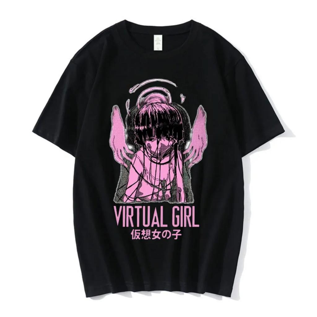 Anime Series Experimental Lain Ladies T-shirt 3D Graphics Iwakura Manga Sci-fi Printing Round Neck Women's Short Sleeve