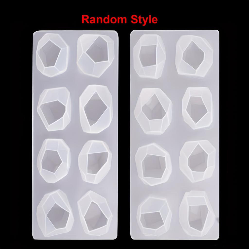 2 Pcs Random Style Geometric Resin Molds Silicone Mold Gem Stone Casting Jewelry Mould Reusable Irregular Epoxy Moulds DIY Craft Making Pendant