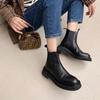 Krazing Pot Cow Leather Autumn Winter Shoes Round Toe Med Heels Slip On Concise Style Women Ankle Boots