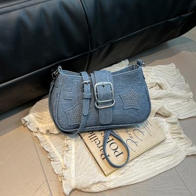 Fashion Denim Underarm Bag Women's 2026 New Personalized Dumpling Bag Shoulder Hand Bag
