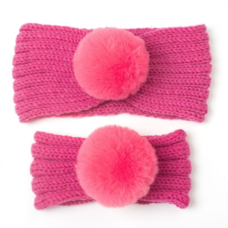 New parent-child autumn and winter warm headscarf set, mother and baby knitted wool headband, girls' headband