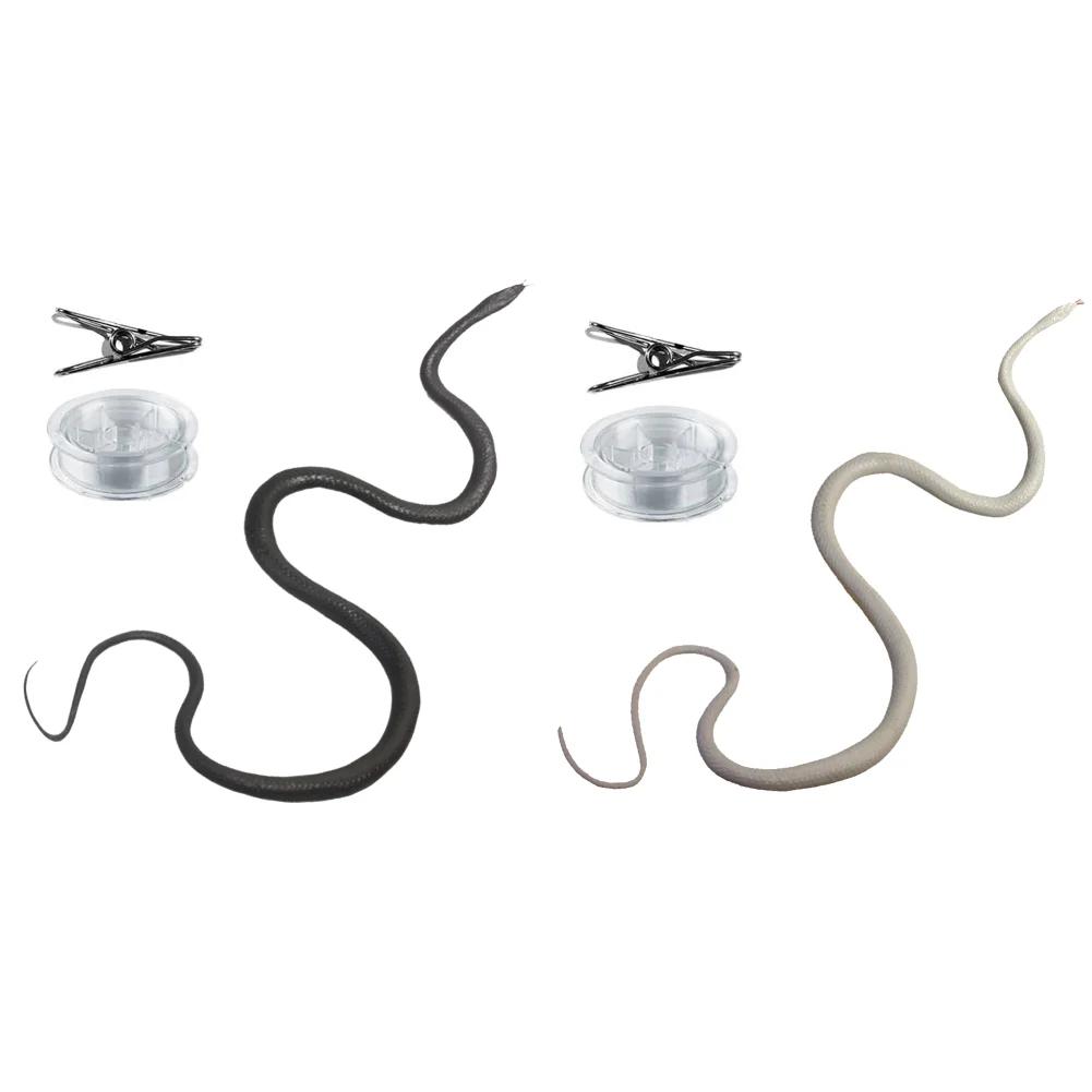 47.2 Inch Funny Large Realistic Rubber Snake Prank with String Clip Fake Snake Model Halloween Tricky Toy for Garden Kids Toys