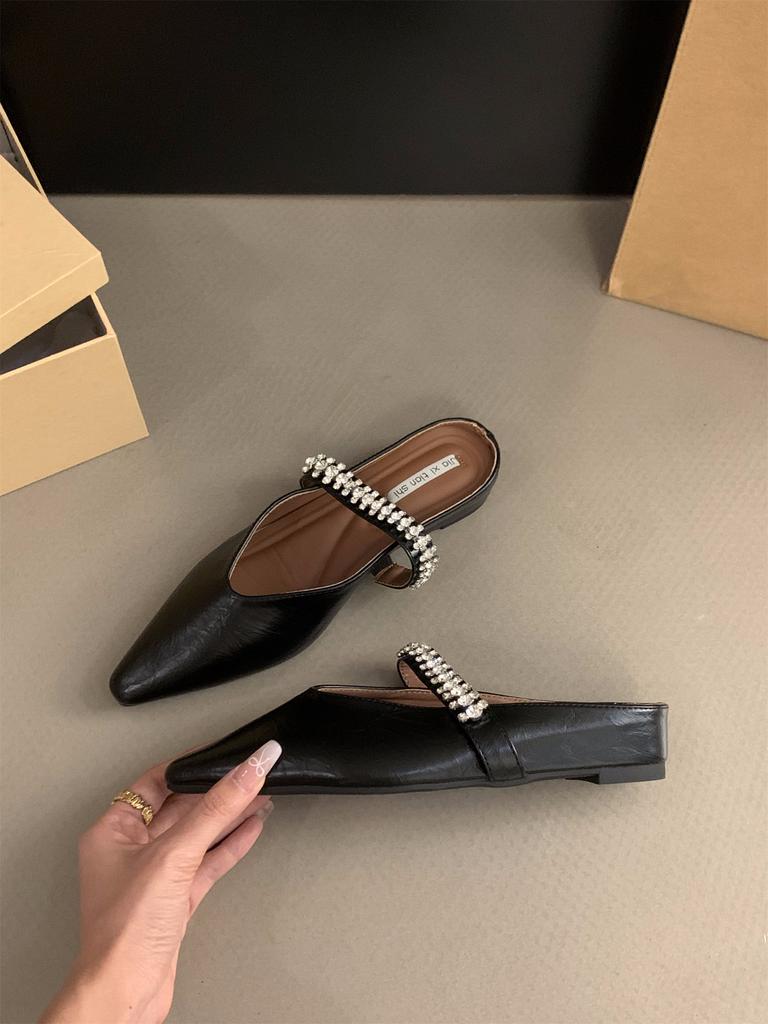 Innere Erhöhung Taschenkopf Halbschuhe Damenschuhe Oberbekleidung 2025 neuer Sommer spitz zulaufend Französische Mary Janes Halbschale einzelne Schuhe