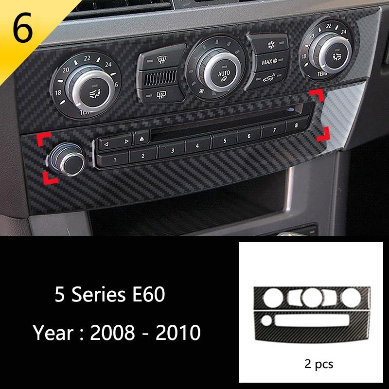 Carbon Fiber For BMW 5 Series E60 Car Inner Gearshift Air Conditioning CD Panel Door Armrest Decorative Cover Trim Car Sticker